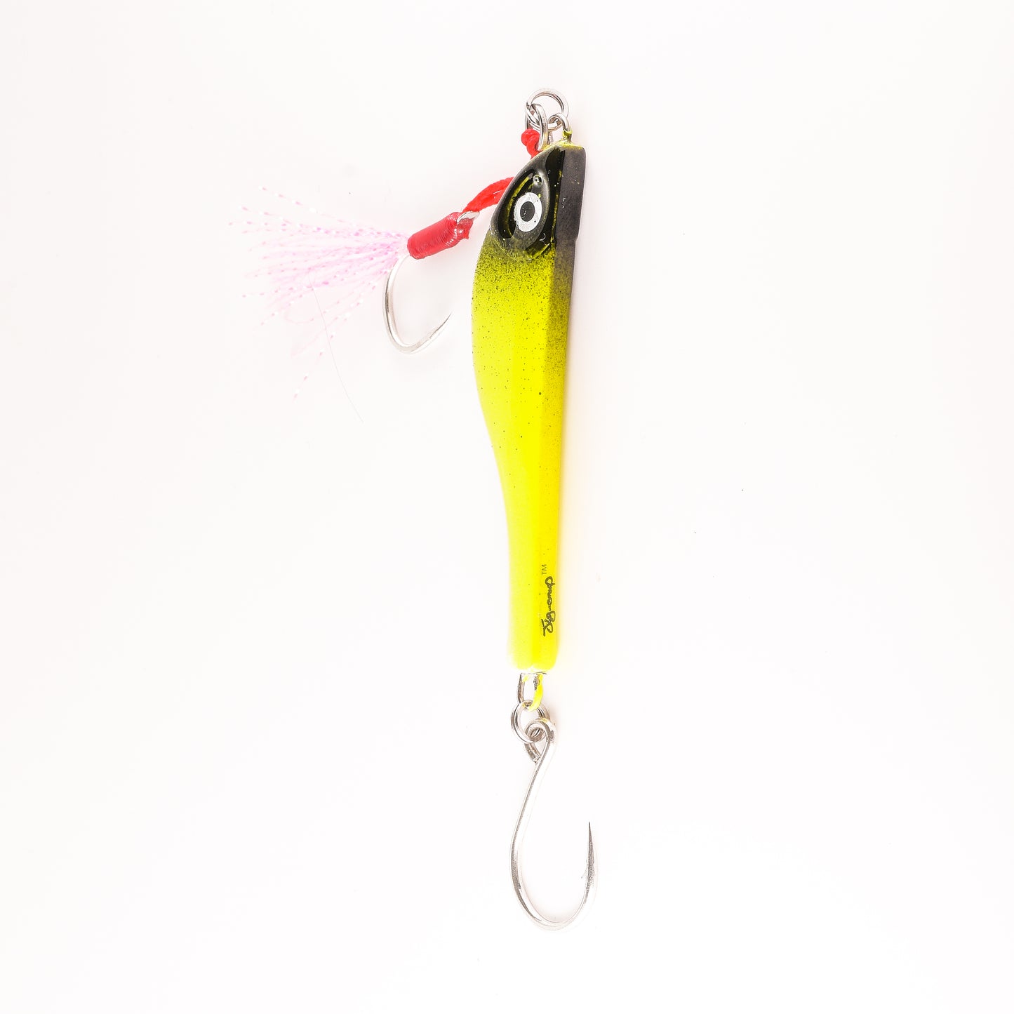 Fish Jig - Chartreuse/Black & White - 1 Oz