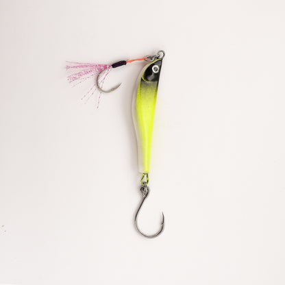 Fish Jig - Chartreuse/Black & White - 3/4 Oz